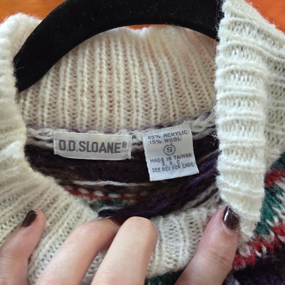 Vintage Nordic Style Winter Sweater by DD Sloane / 1990s White Pullover Jumper - Picture 6 of 6